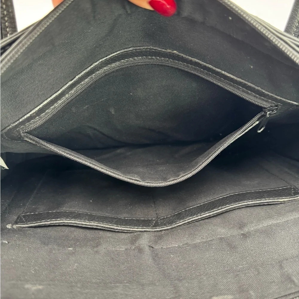 Leather Briefcase Laptop Shoulder Bag Purse Black